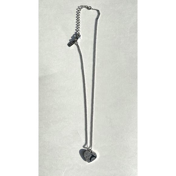 Ferragamo Gancini Heart Crystal Necklace Silver w/ Pouch NWOT - Picture 3 of 12